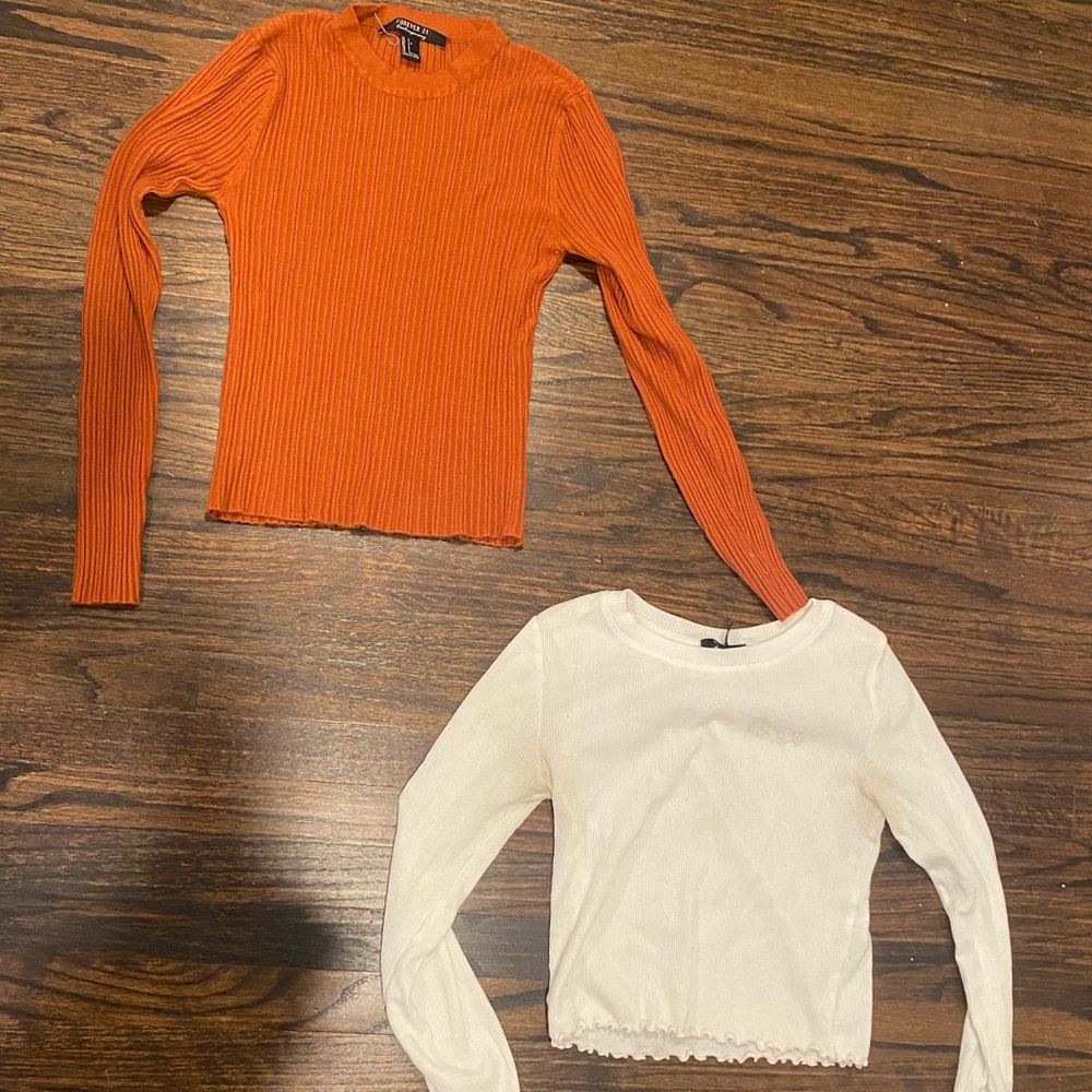 Two Forever21 long sleeve tops, size small